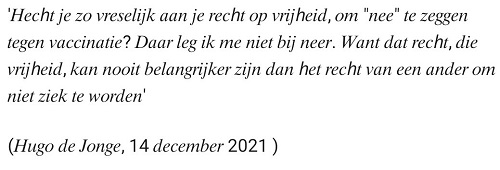 uitspraak hugo de jonge persconferentie 14 dec 21