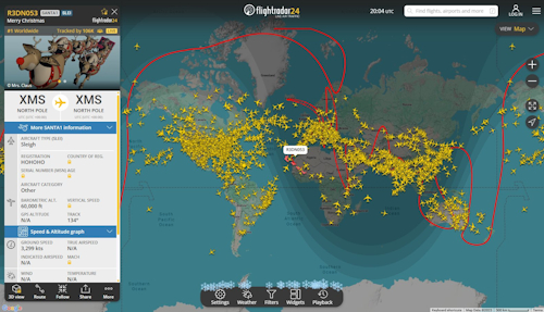 de kerstman op flightradar24